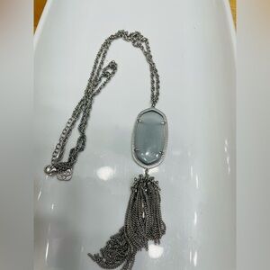 Kendra Scott Rayne Mother of Pearl Silver Tone Tassel Necklace